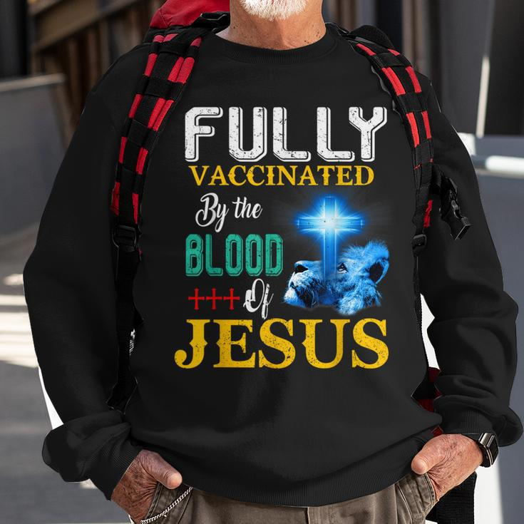 Fully Vaccinated By The Blood Of Jesus Shining Cross & Lion Sweatshirt Gifts for Old Men