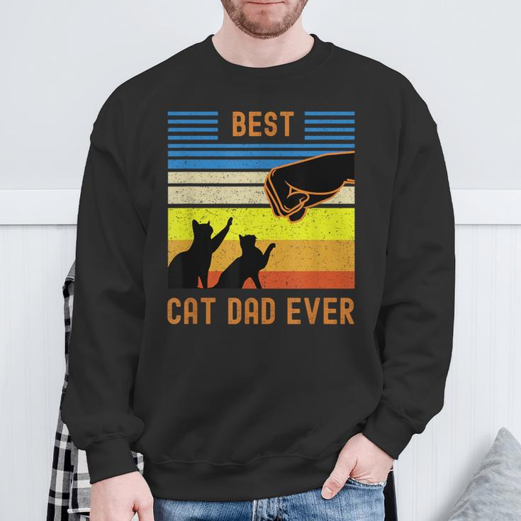 Best Cat Dad Ever Vintage Retro Cat Fist Bump Sweatshirt Geschenke für alte Männer