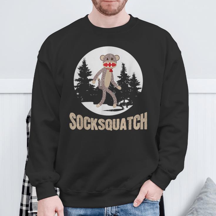 Bigfoot Sighting Sock Monkey Sasquatch Socksquatch Sweatshirt Gifts for Old Men