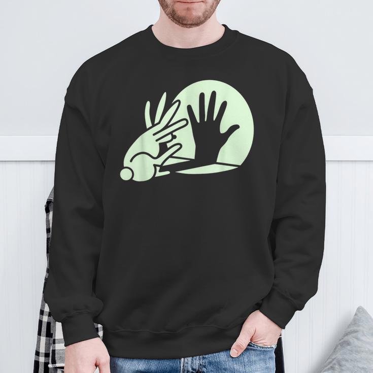 Bunny Hand Shadow Puppet Rabbit Humor Sweatshirt Gifts for Old Men