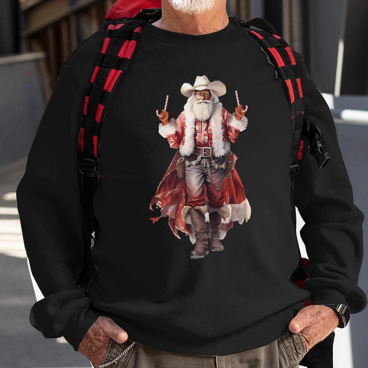 Christmas Western Cowboy Santa Claus And Candy Cane Sweatshirt Gifts for Old Men