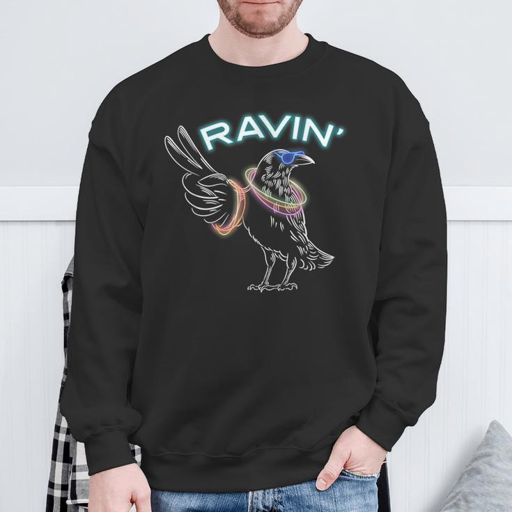 Clubbing Rave Party Raven Rave Sweatshirt Gifts for Old Men