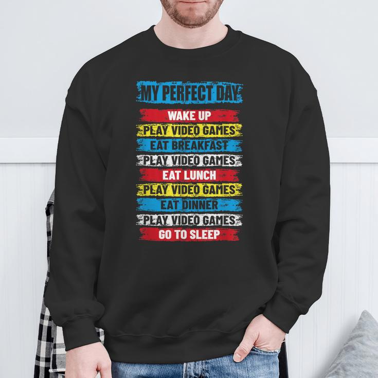 Cool Gamer My Perfect Day Video Games Sweatshirt Gifts for Old Men