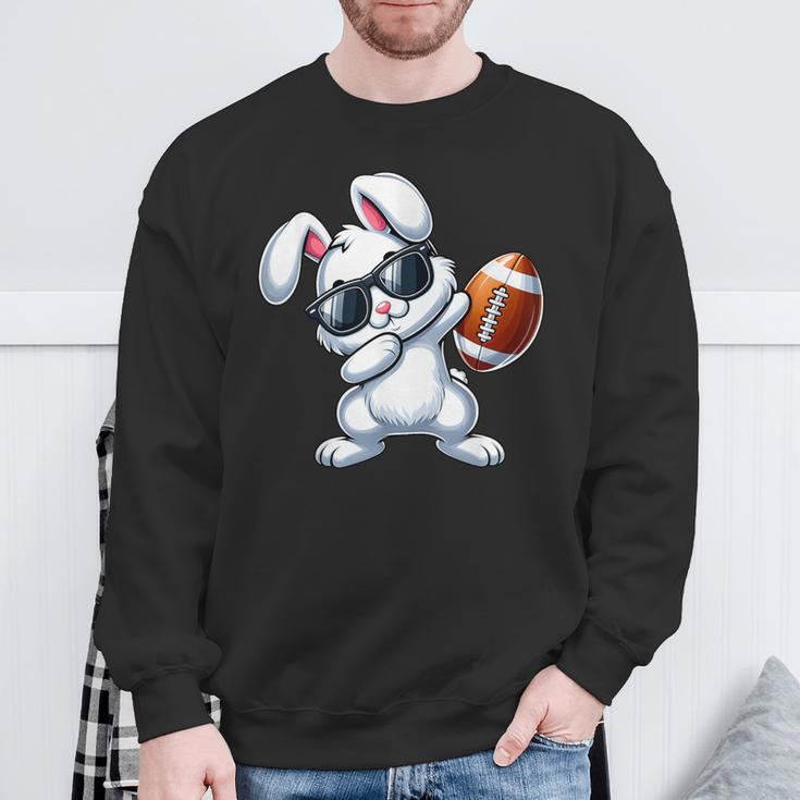 Dabbing Bunny Playing Football Easter Day Boys Girls Sweatshirt Gifts for Old Men