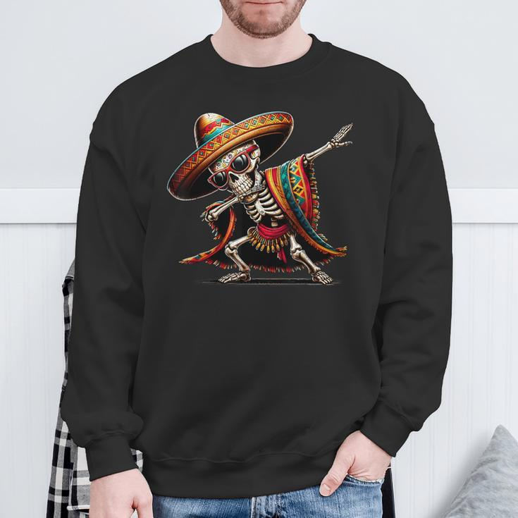 Dabbing Mexican Skeleton Poncho Cinco De Mayo Boys Men Sweatshirt Gifts for Old Men