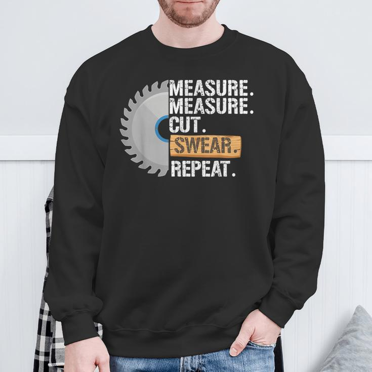 Dad Measure Cut Swear Repeat Handyman Father Day Sweatshirt Gifts for Old Men