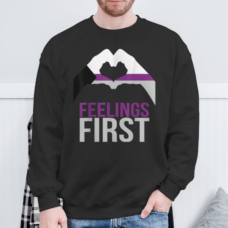 Demisexual Joke Heart Demisexual Flag Sweatshirt Gifts for Old Men