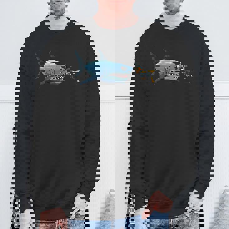Diving Scuba Diving Deep Sea Diver Shark Novelty Sweatshirt Gifts for Old Men