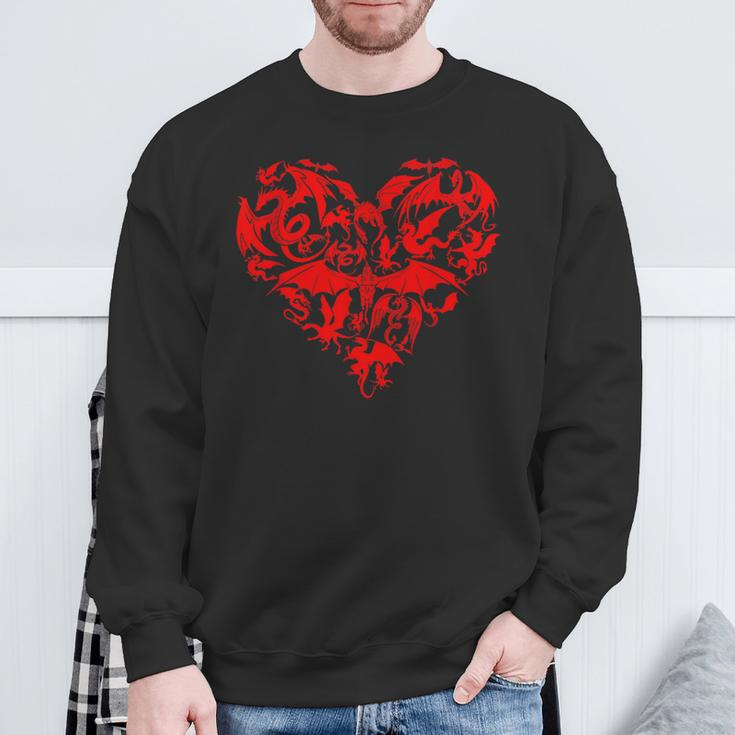 Dragon Heart Valentine Day Animals Dragon Lover Sweatshirt Gifts for Old Men