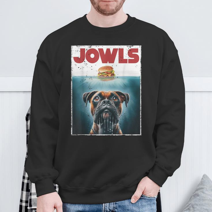Drooling Boxer Jowls Fawn Dog Mom Dog Dad Burger Sweatshirt Gifts for Old Men