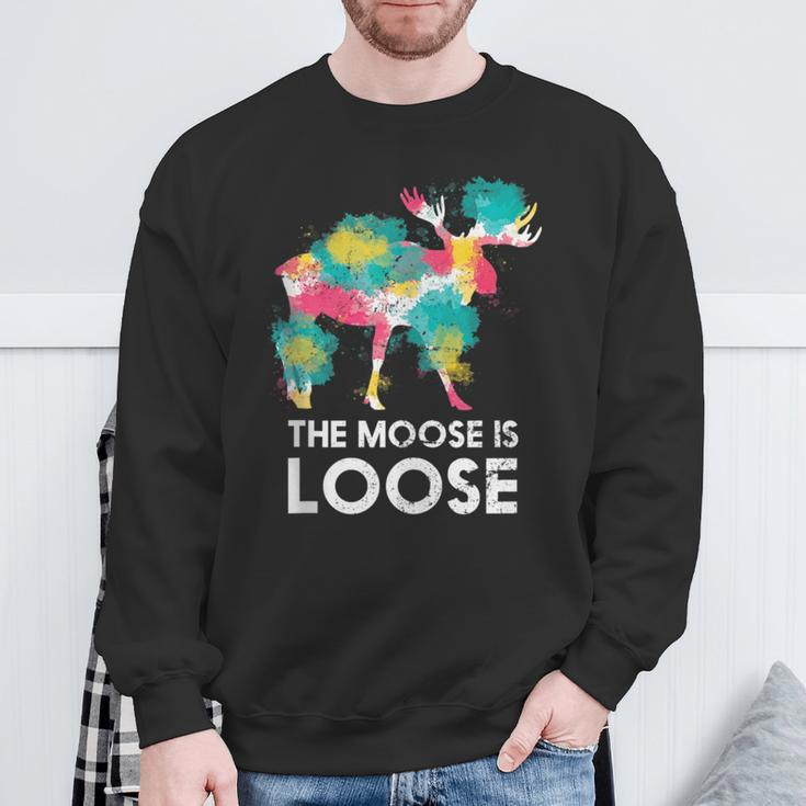 Elk Canada Forest Animal Wildlife Colorful Moose Sweatshirt Gifts for Old Men