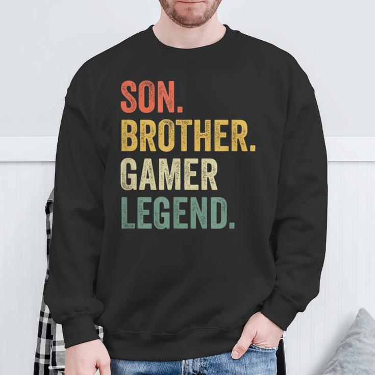 Gaming Son Brother Gamer Legend Video Game Vintage Sweatshirt Gifts for Old Men