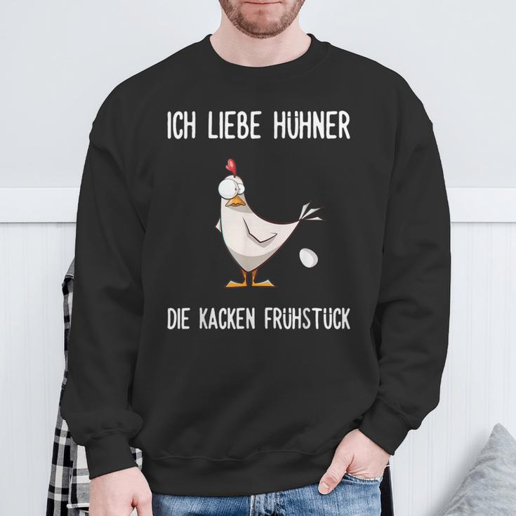 With German Text Ich Liebe Hühner Die Kacken Frühstück Sweatshirt Geschenke für alte Männer