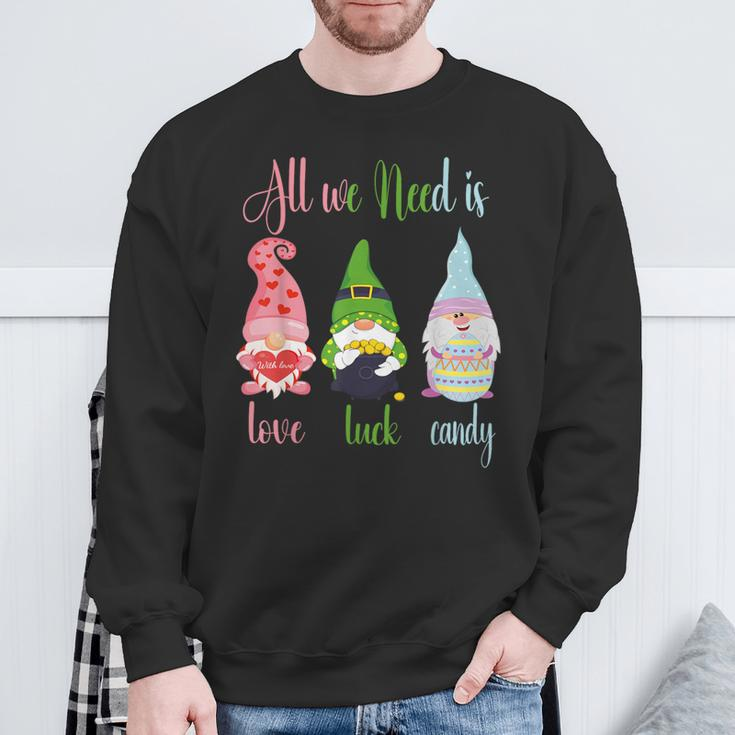 Happy Valentines St Patrick Easter Happy Holiday Gnome Sweatshirt Gifts for Old Men