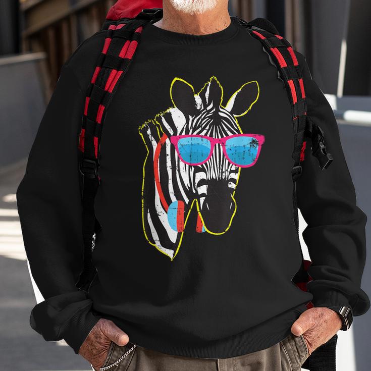 Hip Zebra Wearing Red Sunglasses Sweatshirt Gifts for Old Men