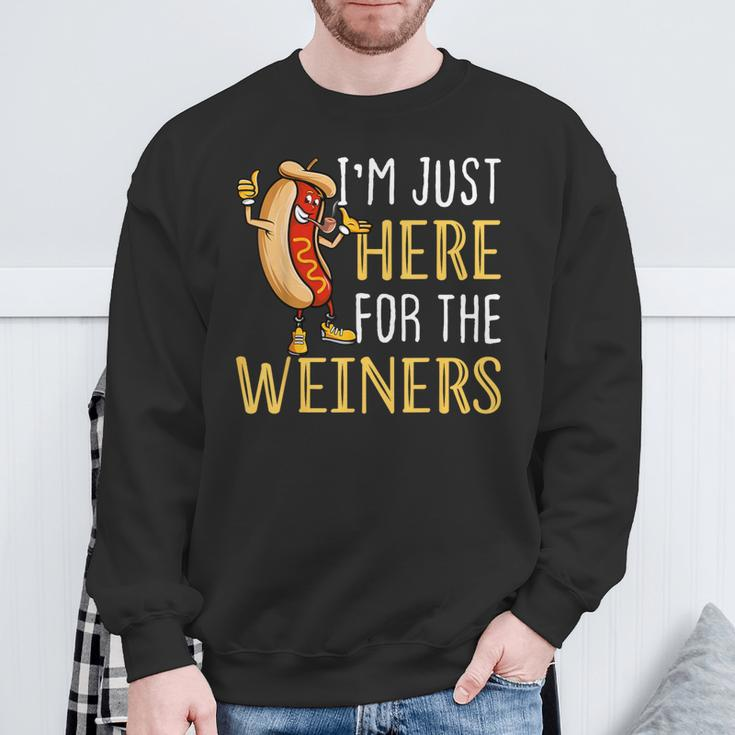 Hot Dog I'm Just Here For The Wieners Sausage Sweatshirt Gifts for Old Men
