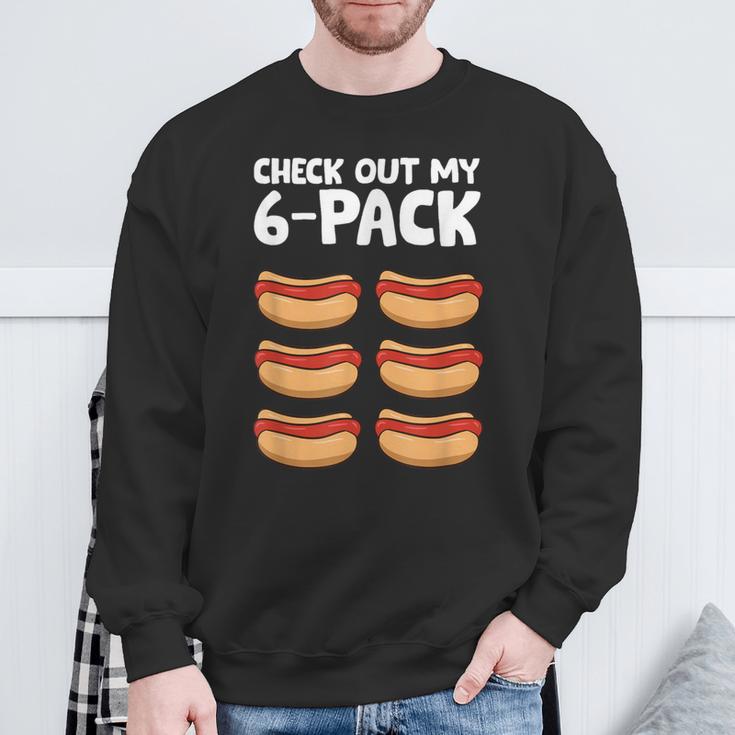 Hotdog Lover Check Out My 6 Pack Hot Dog Sweatshirt Gifts for Old Men