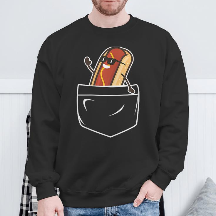Hotdog In A Pocket Meme Grill Cookout Joke Barbecue Sweatshirt Gifts for Old Men