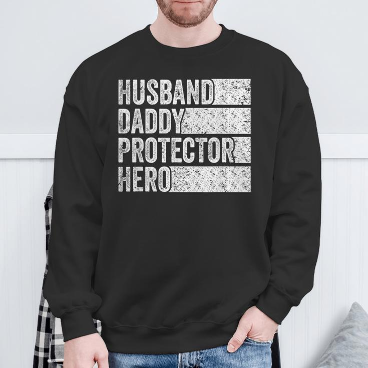 Husband Daddy Protector Hero Fathers Day Vintage Sweatshirt Gifts for Old Men
