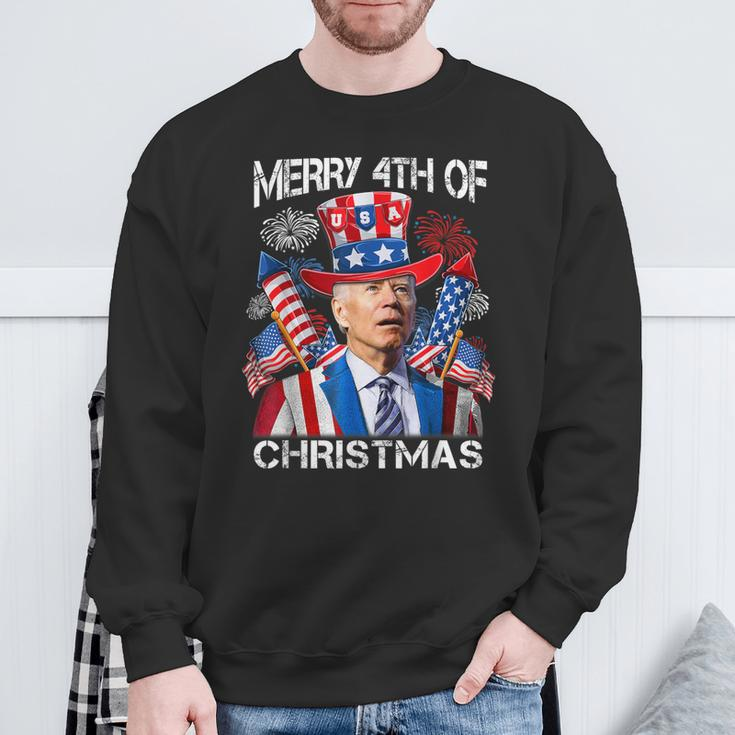 Joe Biden Merry 4Th Of Christmas 4Th Of July Firework Sweatshirt Gifts for Old Men
