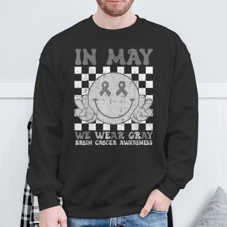 In May We Wear Gray Brain Cancer Tumor Awareness Sweatshirt Gifts for Old Men
