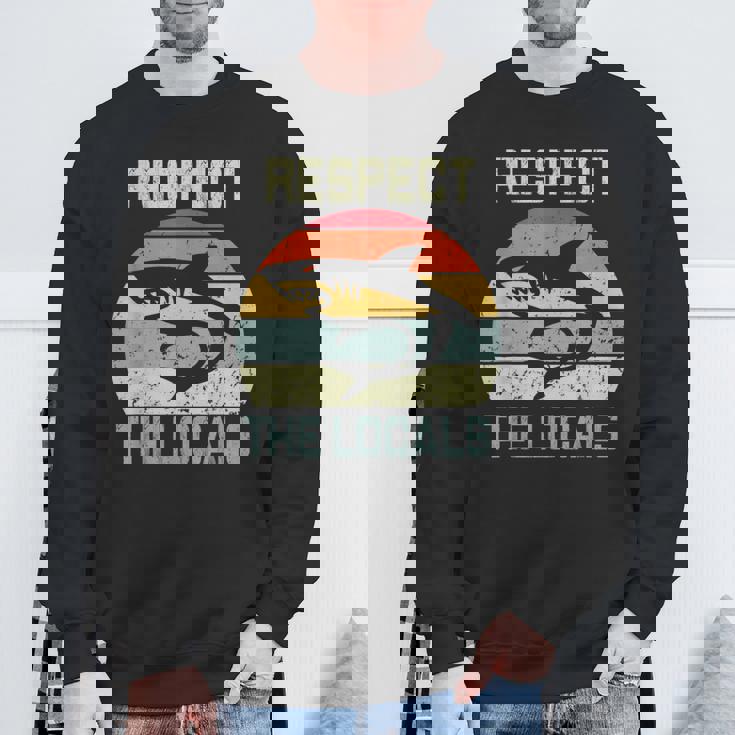 Men's Respect The Locals Shark Love Cool Couple Sweatshirt Gifts for Old Men