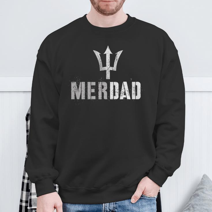 Merdad Protector Mer Father Mermaid Daughter Guard Dad Sweatshirt Gifts for Old Men