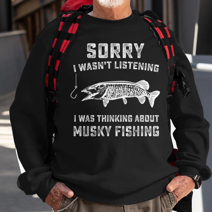 Muskie Fishing Gag Musky Fish Humor Fisherman Sweatshirt Gifts for Old Men