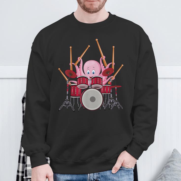 Octopus Playing Drums Musician Band Octopus Drummer Sweatshirt Gifts for Old Men