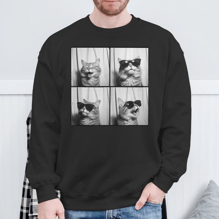 Photobooth Cat Selfie Photostrip Cute Laugh Cat Lover Sweatshirt Gifts for Old Men