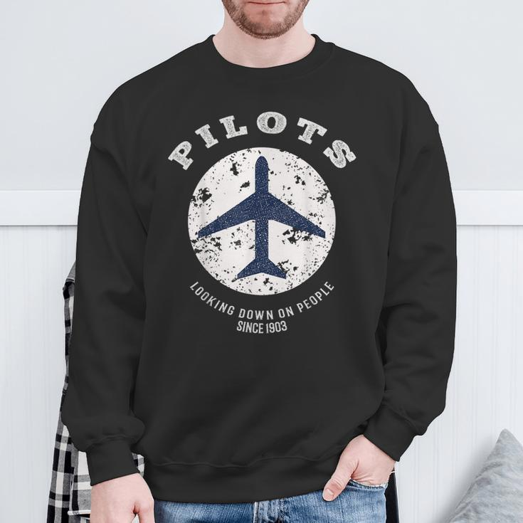 Pilot Quote Retro Airplane Vintage Aircraft Aviators Sweatshirt Gifts for Old Men