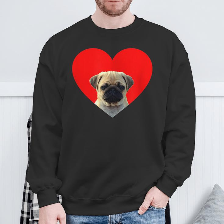 Pug Lover Dog Love Red Heart Father's Day Sweatshirt Gifts for Old Men