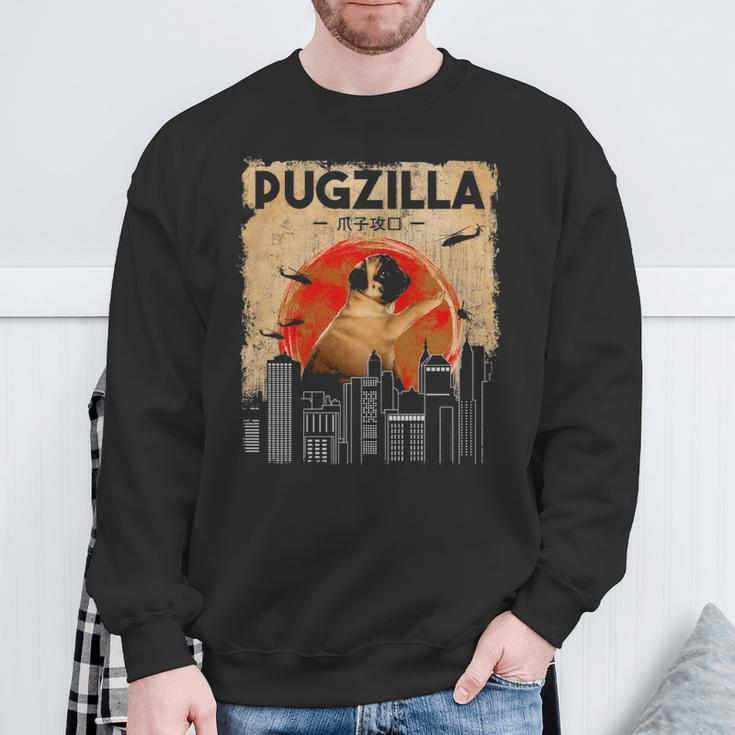 PugPugzilla T Dog Pug T Sweatshirt Gifts for Old Men