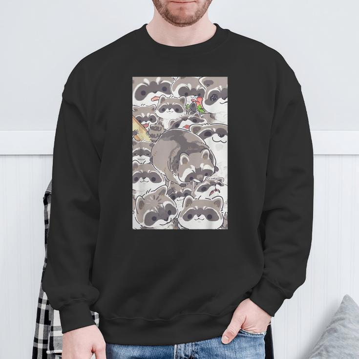 Raccoon Face Cute Pet Forest Animal Sweatshirt Gifts for Old Men