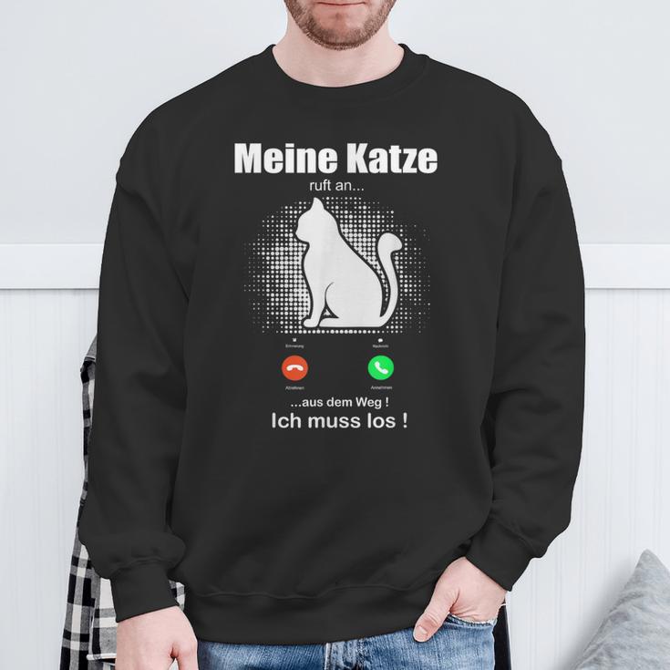 Saying My Cat Ruft An Jahrgang Cats Sweatshirt Geschenke für alte Männer