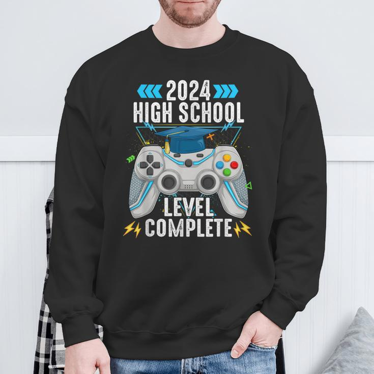 Senior Gamer 2024 High School Level Complete 2024 Grad Sweatshirt Gifts for Old Men