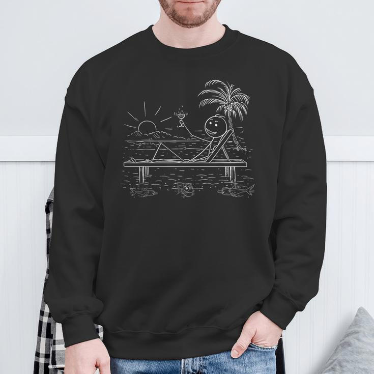 Stickman Relaxing On The Beach Sweatshirt Gifts for Old Men