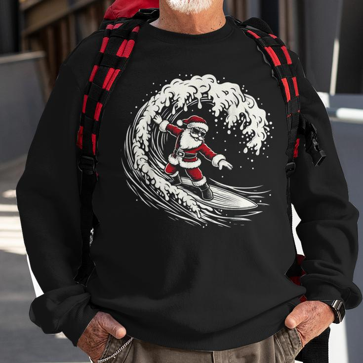 Surfing Santa Claus Christmas Santa Surfing Sweatshirt Gifts for Old Men