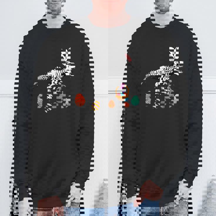 T Rex Easter Skeleton Bunny Basket Egg Hunt Easter Day Sweatshirt Gifts for Old Men