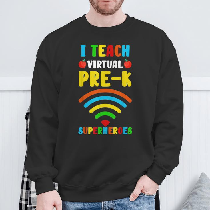 Teaching With My Virtual Pre-K Superheroes Sweatshirt Gifts for Old Men
