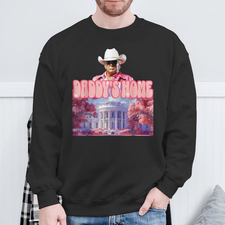 Trump Pink Cowboy Take America Back 2024 Daddy's Home Sweatshirt Gifts for Old Men