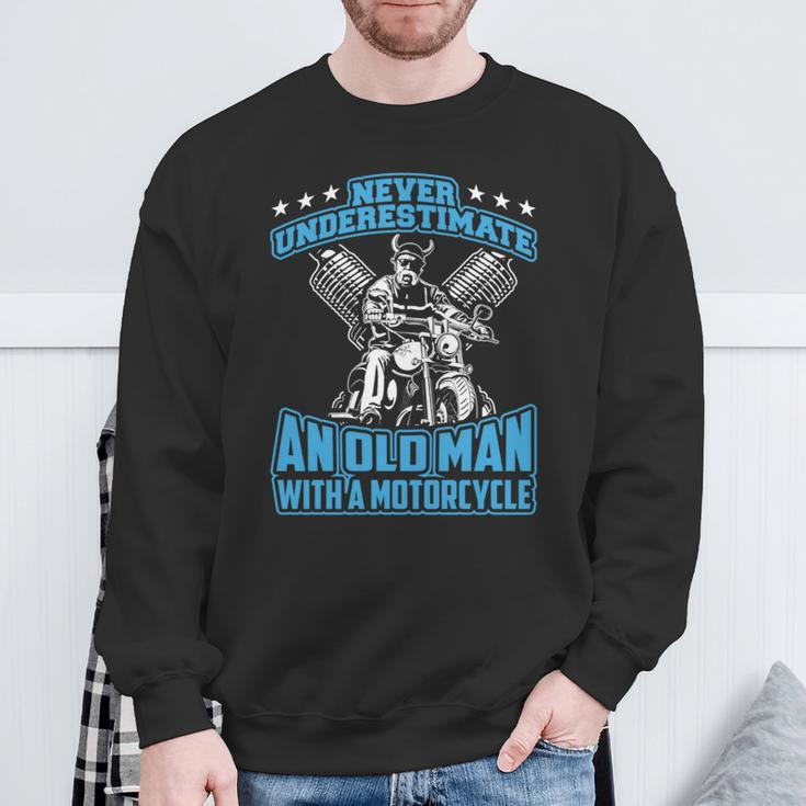 Never Underestimate An Old Man With A Motorcycle Sweatshirt Gifts for Old Men