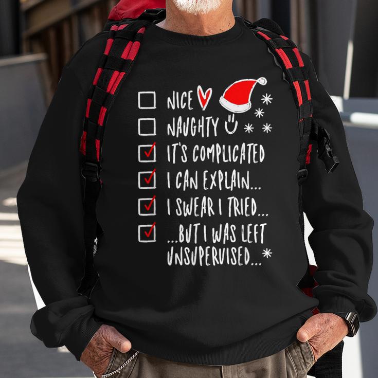 Xmas Nice Naughty List I Can Explain I Swear I Tried Sweatshirt Gifts for Old Men