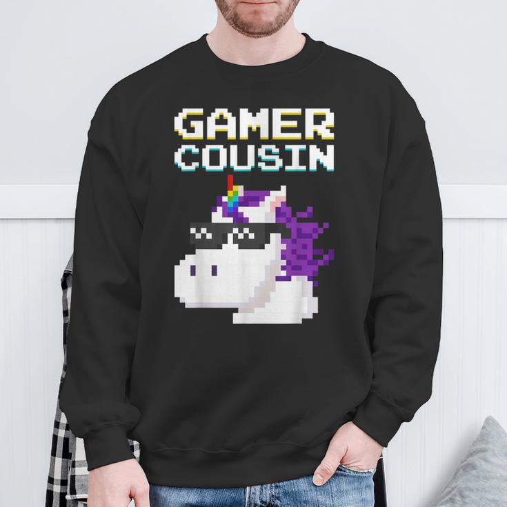 Gamer Cousin Einhorn Pixel Geschenk Multiplayer Nerd Geek Sweatshirt Geschenke für alte Männer