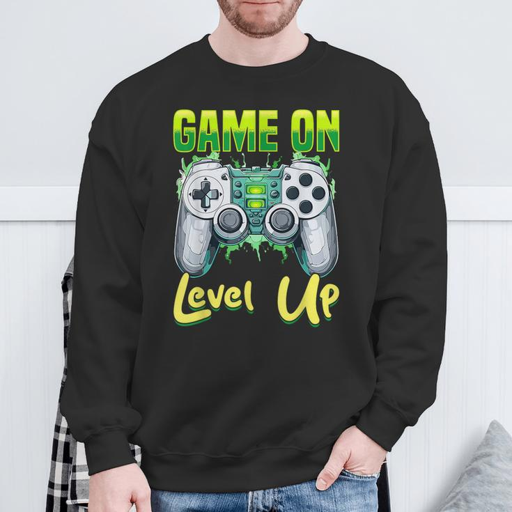 Gamer Gaming Game On Level Up Sweatshirt Gifts for Old Men