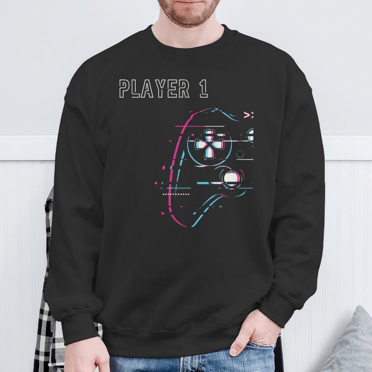 Gamer Team Player 1 Player 2 Gamer Team Sweatshirt Geschenke für alte Männer