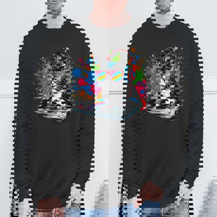 Gato Como Dj Y Djing Tocadiscos Edm Arte Pop Colorido Y Deejay Camisa de entrenamiento Regalos para ancianos