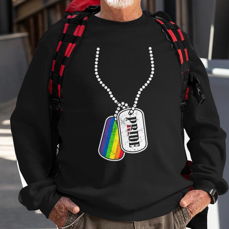 Gay Pride Flag Lgbt Military Dog Tag Sweatshirt Gifts for Old Men