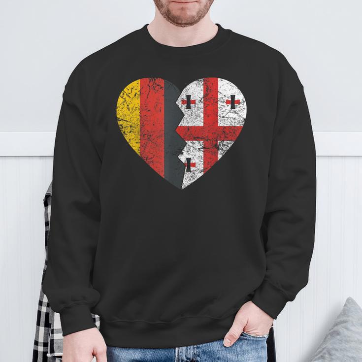 Georgische Deutsche Flagge Herz Deutschland Georgien Flagge Wurzeln Sweatshirt Geschenke für alte Männer