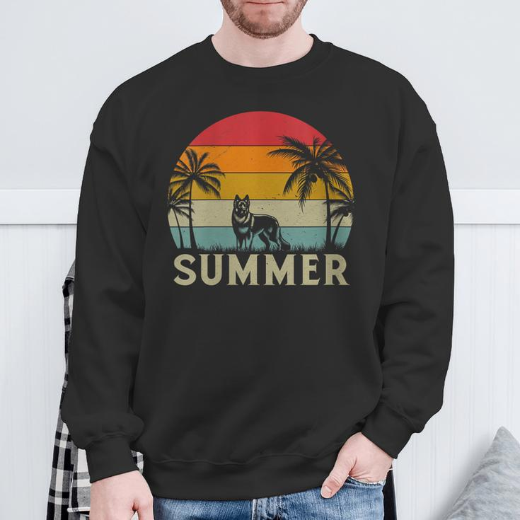 German Shepherd Dog Palm Tree Sunset Beach Vacation Summer Sweatshirt Gifts for Old Men